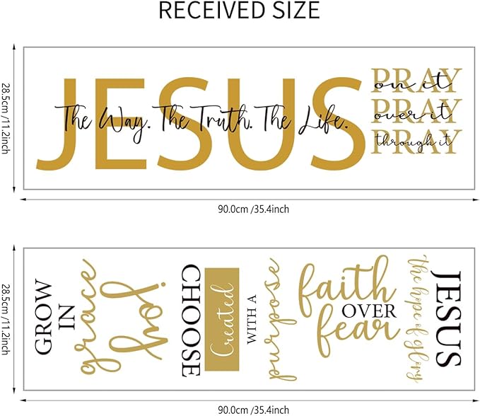BBTO Bible Verse Wall Stickers Inspirational Quote Wall Decals Religious Motivational Scripture Sticker Peel and Stick for Bedroom Living Room Office Bathroom(Faith Over Fear)