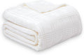 Soft Cozy Plaid Fleece Throw Blanket, 50x60 Inches – 3D Jacquard Diamond Design, Lightweight Blanket for Couch, Sofa, Camping & Travel, Ivory White
