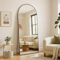 BEAUTYPEAK 64"x21" Full Length Mirror, Arch Full Body Floor Mirror, Wall Mirrors Hanging or Leaning Arched-Top with Stand for Bedroom, Dressing Room, Black