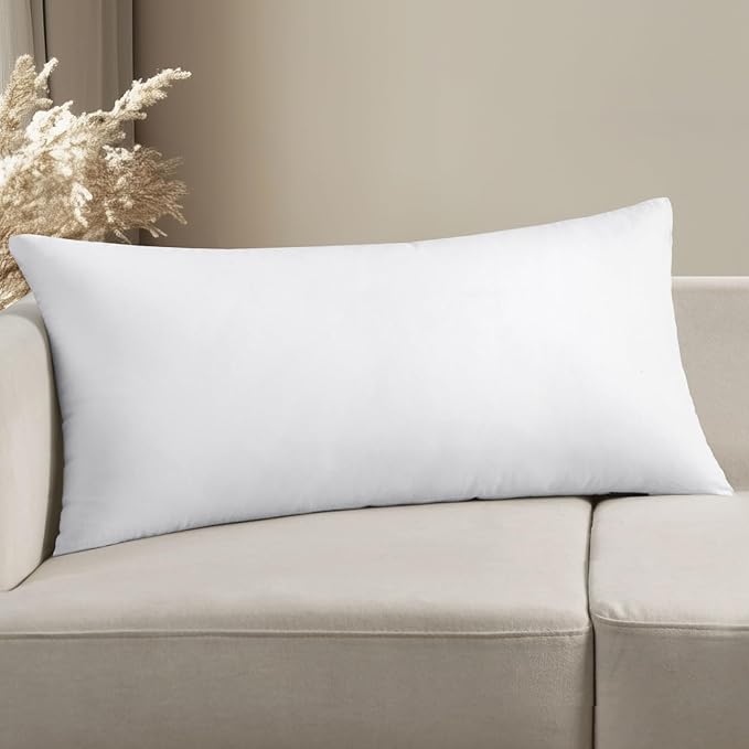 MIULEE 14x26 Inch Premium Lumbar Throw Pillow for Bed Sofa Couch Virgin Microfiber with 100% Cotton Cover Decorative Throw Pillow Insert Stuffer Form