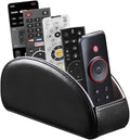 PU Leather Remote Control Holder with 5 Compartments - Storage Tray & Desktop Organizer for TV Remotes,Glasses,Pens,Accessories - Space-Saving Design for Bedside Table & Office Desk (Black)