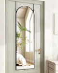Full Length Mirror 48x14 Inches - Over The Door Hanging Mirror for Bedroom, Living Room, Closet - Arch Floor Mirror, Door Mirror with Black Frame - No Drill Easy Install