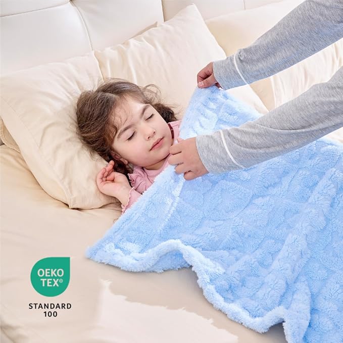 Belle Bow Baby Blanket 30x40 – Ultra Soft Fleece Bow Blanket, Cozy Crib Stroller & Pet Stroller Blanket for Baby Boy & Small Pets, (Baby Blue)