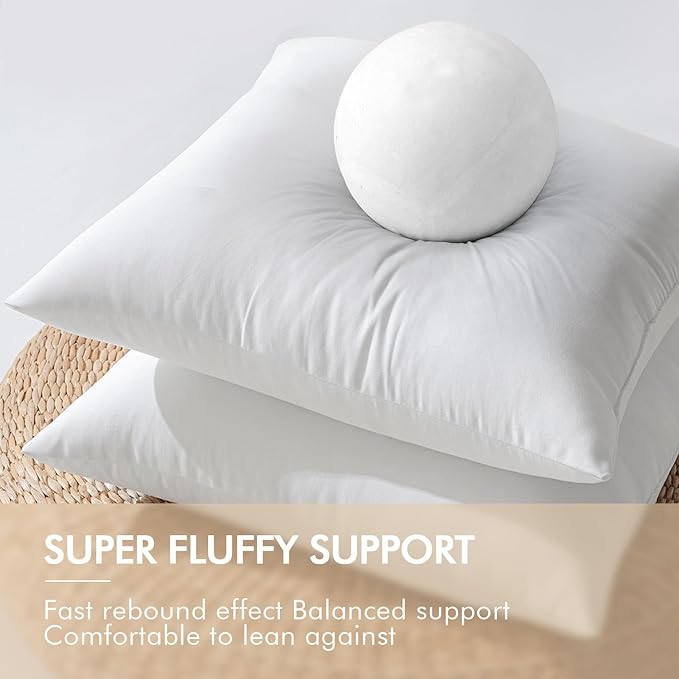 MIULEE Pack of 2 16x16 Inch Outdoor Pillow Inserts Waterproof Decorative Throw Pillow Insert, Square Lumbar Garden Pillow Form for Patio Sofa Couch