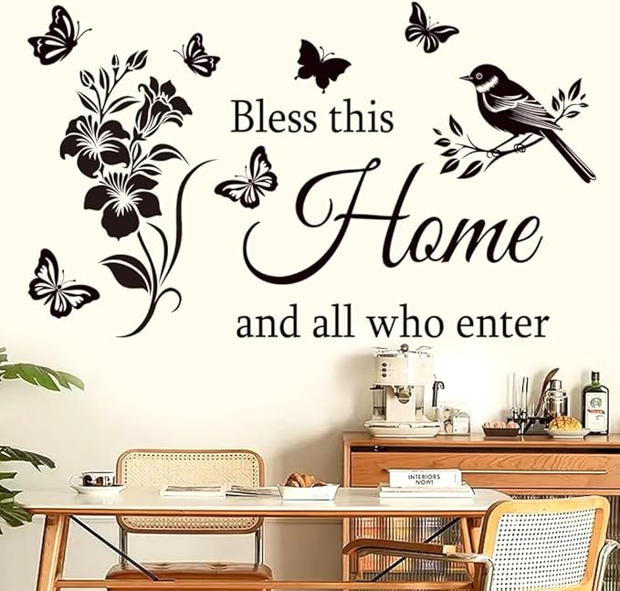 Family Inspirational Wall Stickers Quotes Bless This Home and All Who Enter Words Design Vinyl Decal Quote Wall Decor Stickers Motivational Quotes for Bedroom.