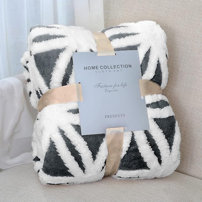 LOMAO Sherpa Fleece Blanket Easter Gifts for Mom Cozy Soft Throw Blanket for Women Men Dual Sided Couch Sofa Bed Blanket (Dark Grey, 60''x80'')