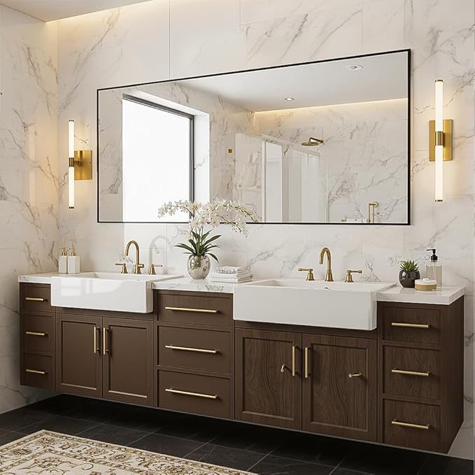 FICTOR Bathroom Vanity Mirror-Black,60x30 Inch, Shatterproof & Anti-Rust, Wall Mount Large Rectangle Mirrors with Metal Frame for Over Sink, Bathroom, Bedroom, Living Room,Entryway
