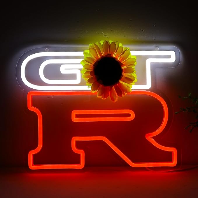 JFLLamp G.T.R Car Neon Signs for Wall Decor Neon Lights for Business Led Signs Suitable for Man Cave Restaurant Office Bar Pub Led Art 5V Power Adapter