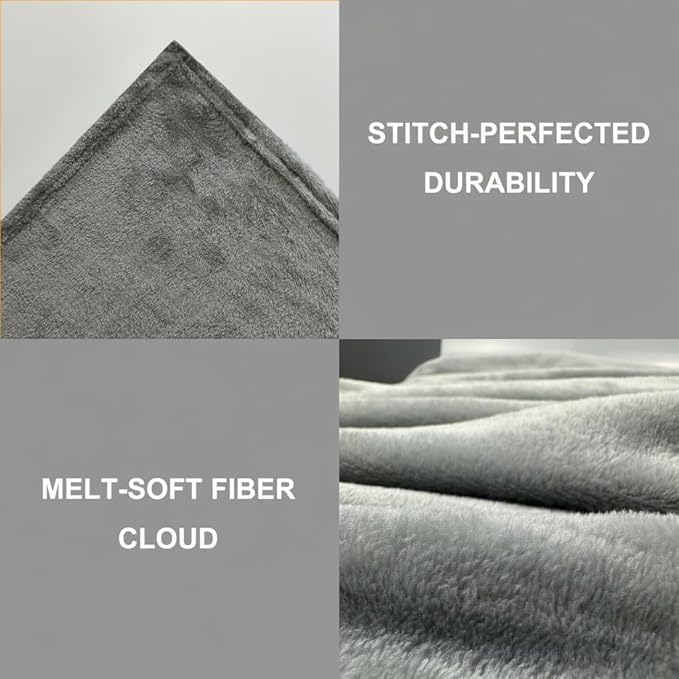 Fleece Blanket Full/Queen - 80x90 Inch Lightweight & Buttery-Soft Throw for Bed, Sofa, Camping | 300GSM Cloud-Touch Microfiber | Cozy Essentials for Travel & Movie Nights, (Grey)