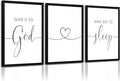 Give It to God and Go to Sleep Sign Canvas Wall Art Above Bed Wall Decor for Bedroom Bible Verse Prints Farmhouse Bedroom Pictures Artwork for over the Bed 16x24 Inch Framed Set of 3