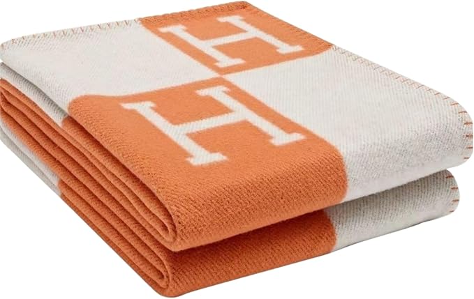 h Blanket Soft Throw Blanket Faux Fleece Cashmere Plaid Warm Shawl Thick Knitted Plush Cozy Comfy for Women Throw Blanket for Sofa Couch Bed Queen King Size 55x66 in (Red Orange)