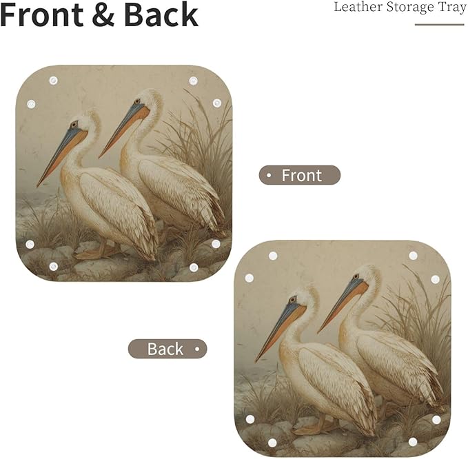 Two Pelicans Minimalism Valet Tray Leather Desktop Storage Organizer Bedside For Jewelry Keys Coin Candy