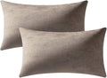 DEZENE Lumbar Pillow Covers 12x20 Taupe: Pack of 2 Cozy Soft Velvet Rectangular Modern Luxury Decorative Throw Pillow Cases for Sofa Couch Living Room Bed Home Decor