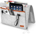Bed Organiser, Felt Bed Bag, Non-Slip Bedside Bag, Sofa Bed Hanging Storage for Book, Magazines, iPad, Mobile Phone, Remote Control, Light Grey