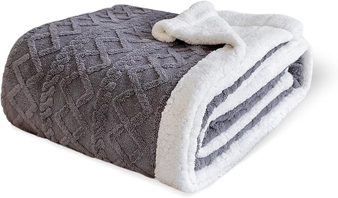 Sherpa Blanket for Bed Full Size - Fleece Soft Cozy Fuzzy Blankets Thick Warm for Winter and All Seasons (Dark Grey, Full(80"x90"))
