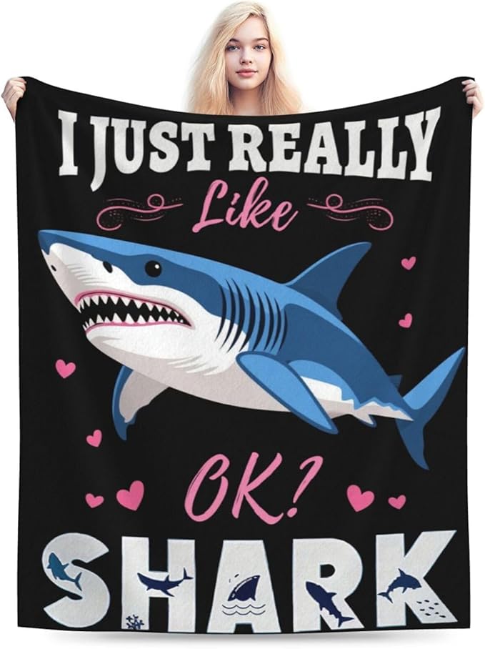 Shark Throw Blanket - Soft Plush Fleece Ocean Blankets- Cozy Shark Stuff Gifts for Women Girls Kids 60"X80"