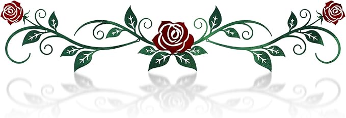 AHYS Metal Flowers Wall Decor Rustic Flat Rose Vine Wall Art for Farmhouse Home Living Room Bedroom for Above Door /Bed /Windows Decor (Green & Red) - 29x6.3 Inches