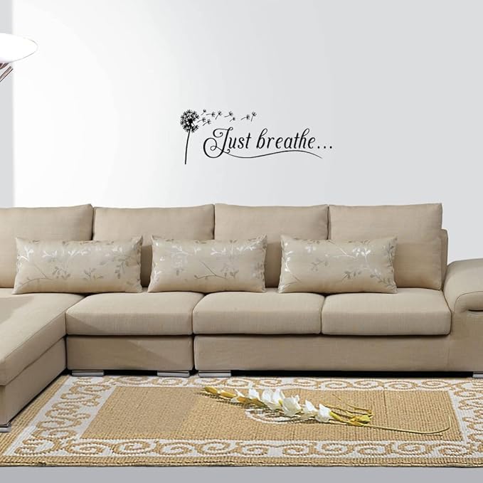 Just Breathe Vinyl Wall Decal Yoga Quotes Positive Relax Motto Art Letters Sayings Living Room Décor Lettering
