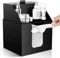 Disposable Facial Towels Storage Box Compatible with Clean Skin Club Clean Towel XL - Cotton Pads - Swabs Upgraded Double Layer Acrylic Storage Container Face Towel Holder (Matte Black)