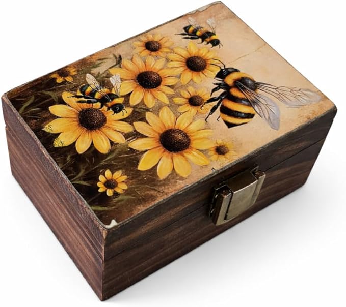 RK Collections Bee Trinket Box I Animal Jewelry Keepsake Box I Bee Lovers Gift Idea For Animals (4x2.75)