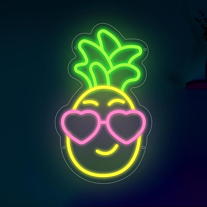 Pineapple Neon Sign, Funny Pineapple Led Neon Signs for Wall Decor, Dimmable Neon Light for Bedroom, Game Room, Kids Room, Bar Decoration, USB Light Up Signs for Party Decor