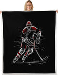 Erosebridal Kids Ice Hockey Plush Bed Blanket Gifts for Boys Teens Man Twin 60"x80" Sports Games Throw Blanket,Hockey Player Fleece Flanket Sketch Hand Drawn Warm Sherpa Blanket Black for Couch