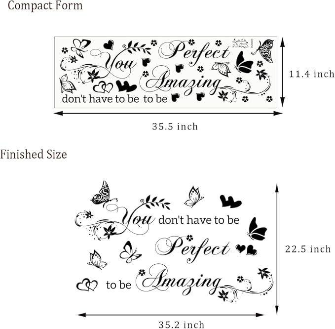 Wall Stickers for Bedroom Inspirational Quotes Wall Decals You Don't Have to Be Perfect to Be Amazing Decorations Wall Sticker for Living Room Wall Decal Hallway Wall Sticker Home Decor
