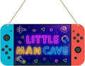 Little Man Cave Sign for Boys Game Console Boys Room Decor, Space Astronaut Living Room Wall Decor Wooden Hanging Plaque Wood Sign Wall Pediments Wallart Game Playroom Bedroom Decor