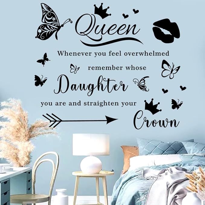 Wall Sticker Room Decor Vinyl Wall Decals Sayings Art Lettering Wall Stickers & Murals Queen Inspirational Wall Decor Sticker for Teen Girls Bedroom Living Room Wall Quotes Stickers Home Decorations.