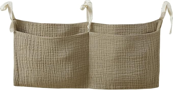 Bedside pouch for storing baby bottles and blankets - Bedside storage bag for organizing baby diapers - Pink
