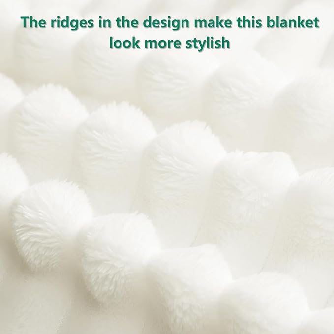 Soft Off White Queen Size Blanket for Bed - 300GSM Cozy Bedding Fleece Blanket for Women, Large Lightweight Sofa Couch Cover Bed Blankets for Her Him, Home Room Decor, Off White, 90x90 Inches
