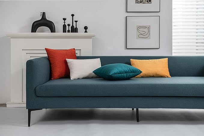 DEZENE Euro Sham Covers 26x26 Burnt Orange: Pack of 2 Cozy Soft Velvet Square Modern Luxury Decorative Throw Pillow Cases for Sofa Couch Living Room Bed Home Decor