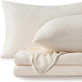 BEDELITE Flannel Sheets Queen Size White - Super Soft Fleece Sheets Set Fluffy Extra Plush, 4 Piece(Include Fitted Sheet, Flat Sheet, 2 Pillowcases)