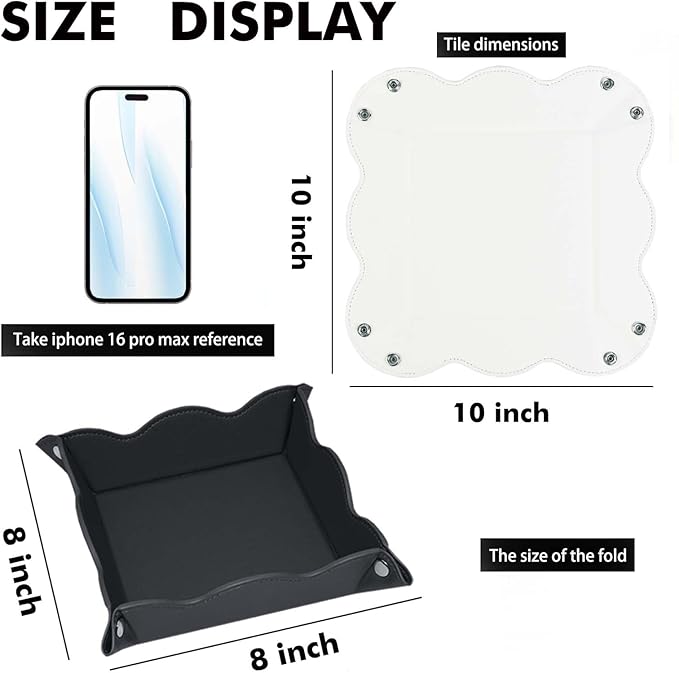 Valet Tray for Men Women 2 Pack - PU Leather Travel Catchall Tray Organizer - Desk Bedside Nightstand Storage Box for Jewelry Key Phone Remote Controller Wallet Readers -White and Black