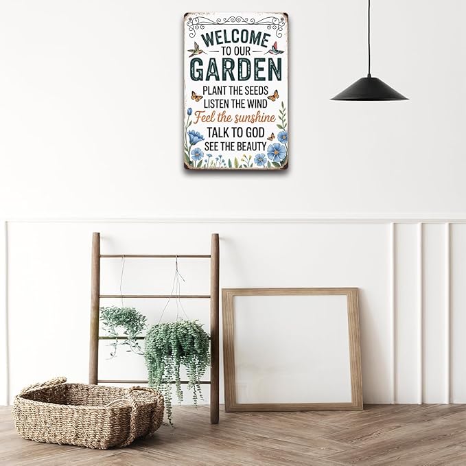 Cottagecore Garden Signs for Outside Decor Gifts Vintage Gardening Metal Tin Signs for Garden Home Greenhouse Living Room Bedroom Yard Outdoor Decor 8X12 Inch