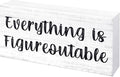 Esur Home Office Desk Decor - Inspirational Farmhouse Wooden Box Sign - Everything is Figureoutable(White)