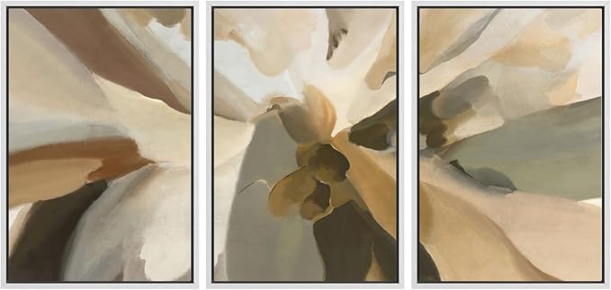 MUDECOR Framed Wall Art Print Set Minimalist Earthy Abstract Floral Illustrations Modern Art Boho Decorative Colorful Chic for Living Room, Bedroom, Office - 24"x36"x3 White