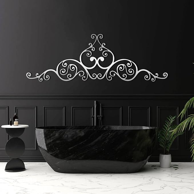 EANHIPE Metal Scroll Wall Art, Vine Scroll Metal Wall Decor, Flower Scroll Wall Hanging, Art for Bedroom Wall Above Bed, Headboard Wall Decor, Bedroom Wall Decoration (Gold, 48"x16"/121x41cm)