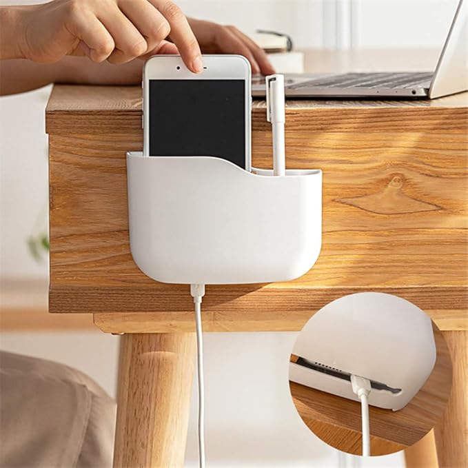 Remote Control Holder, Wall Mounted tv Bed Remote Control Caddy Organizer for Living Room Bedroom Wall (White)