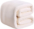 Polar Fleece Throw Blankets Travel Size for The Bed Extra Soft Brush Fabric Super Warm Sofa Throw Blanket 50" x 61"(Ivory Travel)