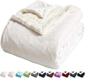LBRO2M Sherpa Fleece Bed Blanket Queen Size Super Soft Fuzzy Plush Warm Cozy Fluffy Microfiber Couch Throw Double Reversible Blankets,Ivory