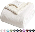 LBRO2M Sherpa Fleece Bed Blanket Twin Size Super Soft Fuzzy Plush Warm Cozy Fluffy Microfiber Couch Throw Velvet Double Reversible Luxurious Blankets,Ivory
