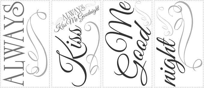RoomMates RMK2084SCS Always Kiss Me Goodnight Black Quote Peel and Stick Wall Decals