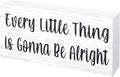 Esur Every Little Thing is Gonna Be Alright Wooden Box Sign - Inspirational Farmhouse Birds Home Desk Shelf Tabletop Wall Decor(White)
