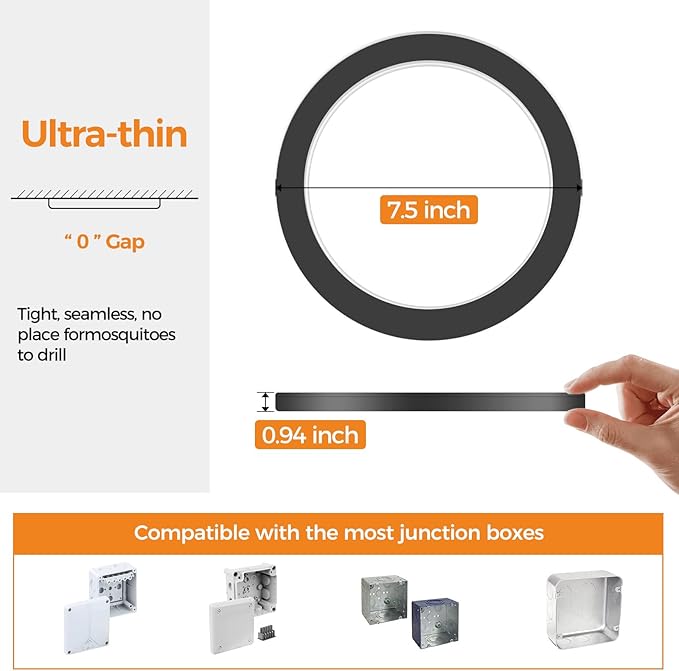 slochi 6 Pack Flush Mount Ceiling Light, 3000K-4000K-6500K Ceiling Light Fixture 7.5Inch, Ultra Thin Round White Flat led Lights for Bathroom Hallways Closet Laundry Bedroom Kitchen
