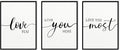 Love You More Wall Decor: 3 Piece Love Quotes Wall Art Over Bed Decor,Love Sign Framed Modern Master Bedroom Wall Decor for Couples,Romantic Minimalist Bedroom Pictures Living Room Decor 12"x16"
