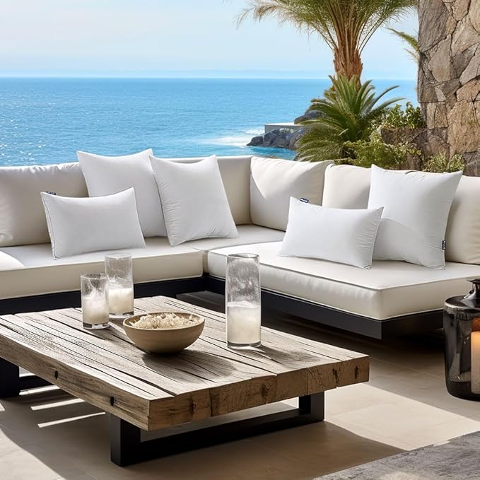MIULEE Pack of 2 16x16 Inch Outdoor Pillow Inserts Waterproof Decorative Throw Pillow Insert, Square Lumbar Garden Pillow Form for Patio Sofa Couch