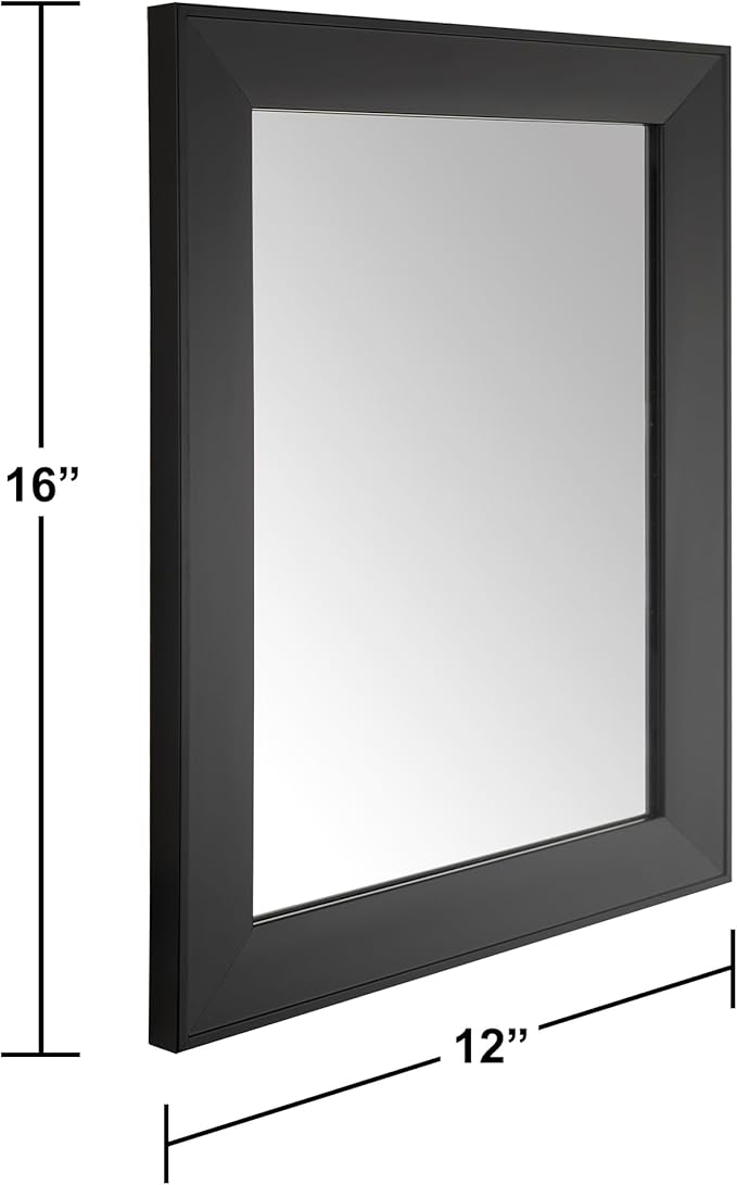 Ruomeng Rectangular Wall Mirror 12" x 16" Framed Mirror for Bathroom, Bedroom, Entryway, Living Room, Black