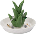 HOME SMILE Ceramic Aloe Ring Holder with Derorative White Dish Dish for Jewelry,Christmas Birthday Gifts