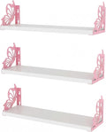 Hoikwo 3 Pack Butterfly Wall Shelves, White Pink Floating Book Shelves, for Mother, Mom, Women, Girls, for Preppy Room Decor, Living Room, Bedroom Decor Aesthetic